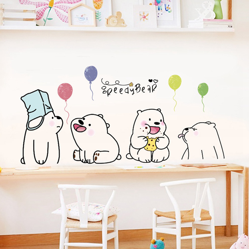flowersqueen Decal Dán Tường Hình Gấu Lười