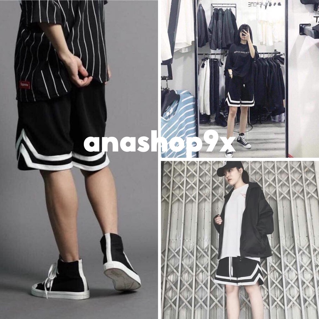 Quần sooc chữ V 2 sọc thể thao unisex nam nữ