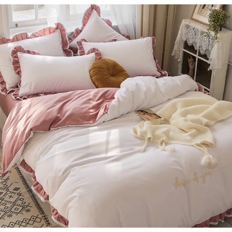 TRỌN BỘ 4 MÓN VỎ CHĂN, GA, VỎ GỐI SILK ĐŨI BÈO CAO CẤP