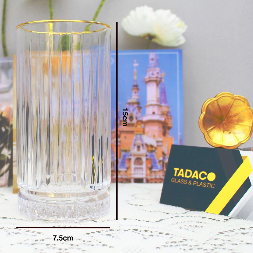 Ly thủy tinh đẹp HONGLI 250ml - 450ml phong cách Bắc Âu Cao cấp họa tiết cổ điển trắng VIỀNG VÀNG | Đạt chuẩn ISO 9001:2