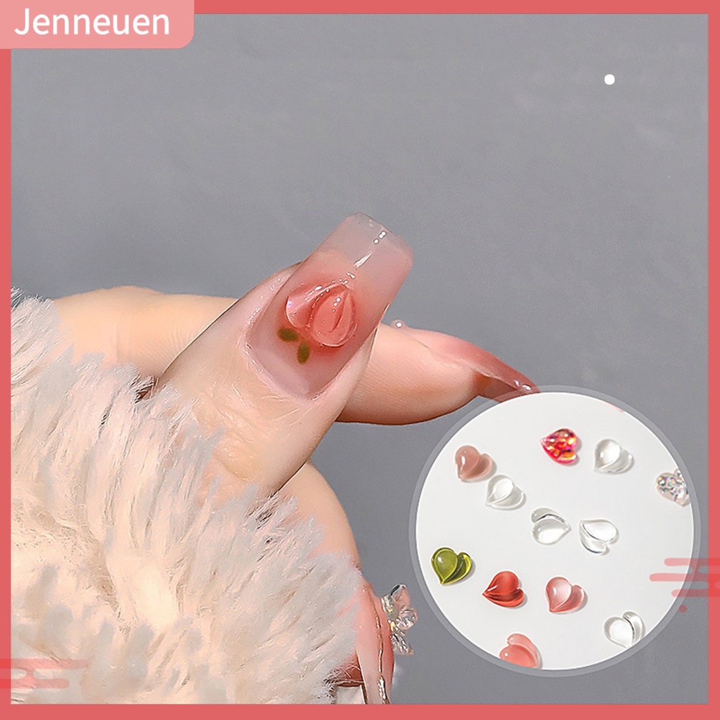 Set 25 Phụ Kiện Trang Trí Móng Tay Hình Trái Tim Quả Đào 3D Đa Năng Bằng Nhựa Resin