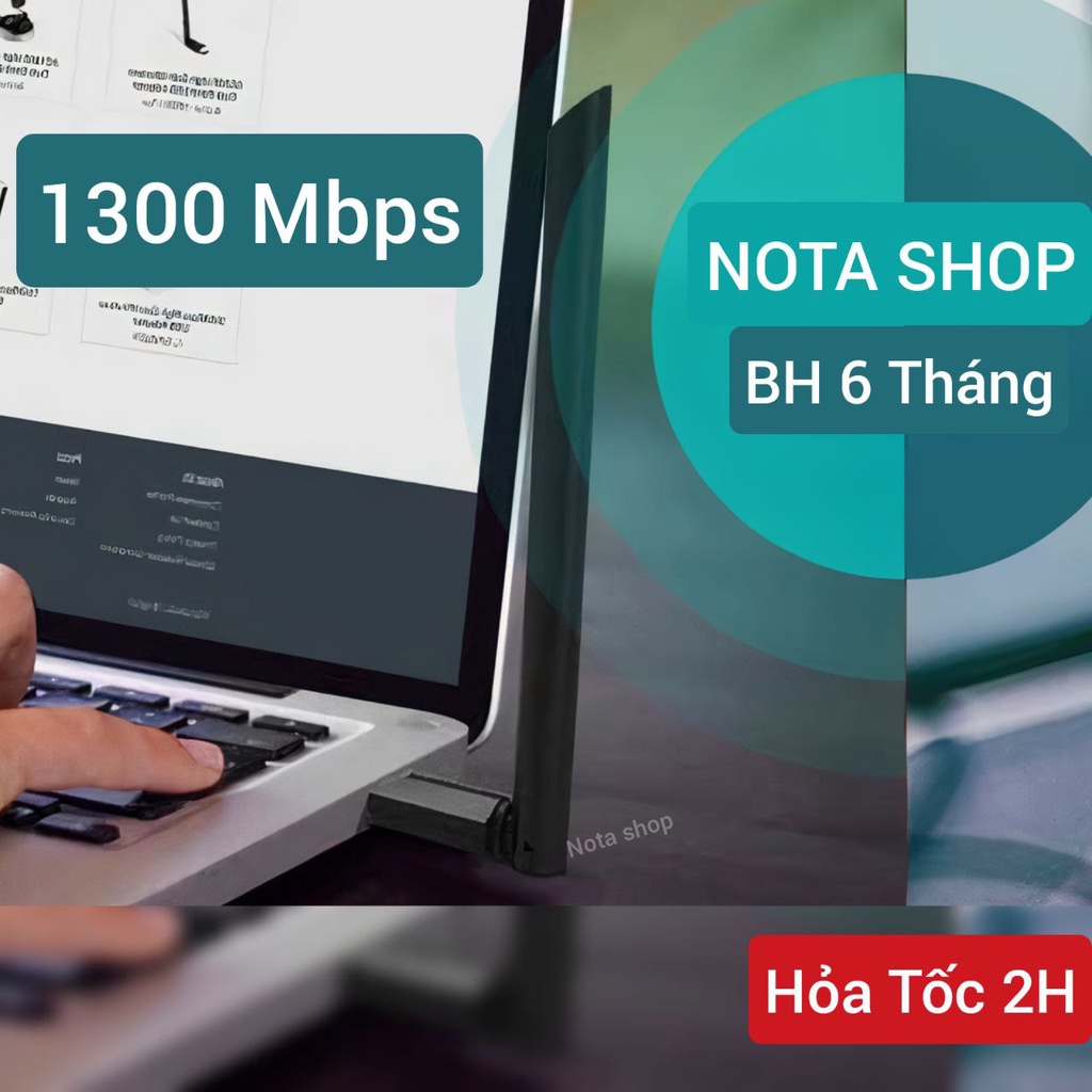 [Hỏa Tốc] Bộ thu wifi USB 5G 1300 Mbps + râu dài hút wifi xa kích wifi cho PC máy tính có bluetooth 5.0