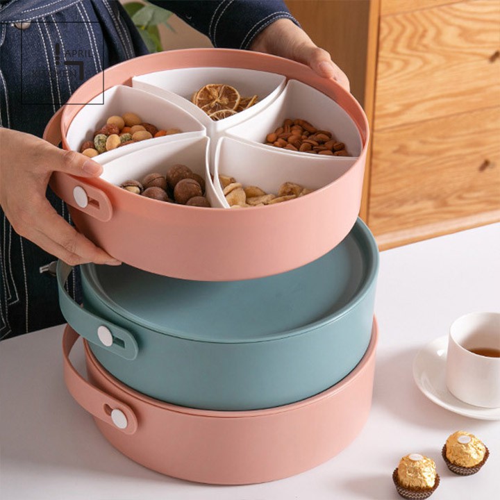 Hộp mứt Tết khay đựng bánh kẹo mứt hộp quà Tết 5 ngăn tiện dụng ngày Xuân KBK03