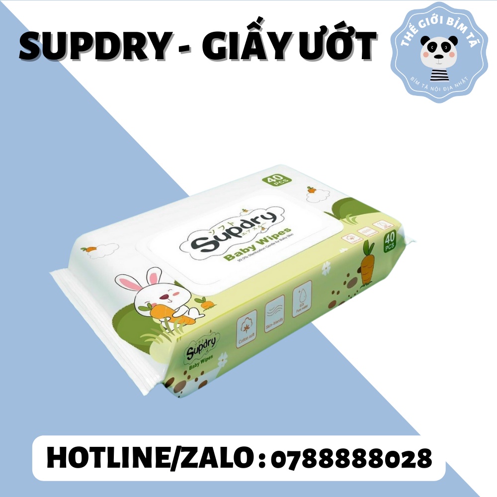 KHĂN GIẤY KHÔ/ƯỚT CAO CẤP SUPDRY 3 LỚP 110 TỜ - 40 TỜ