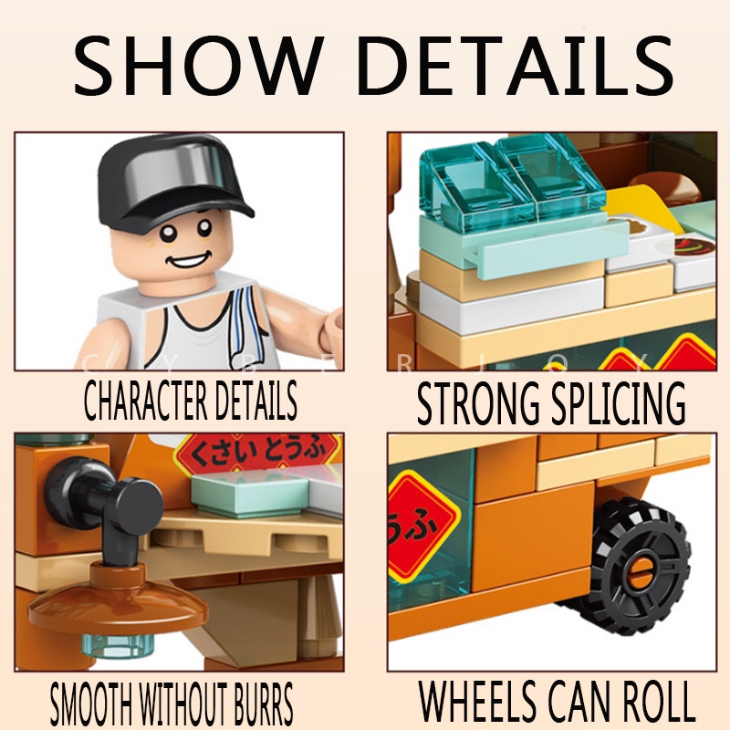 Đồ chơi xếp hình  mini lego Đồ chơi lắp ráp sáng tạo Mô hình xe bán đồ ăn nhẹ