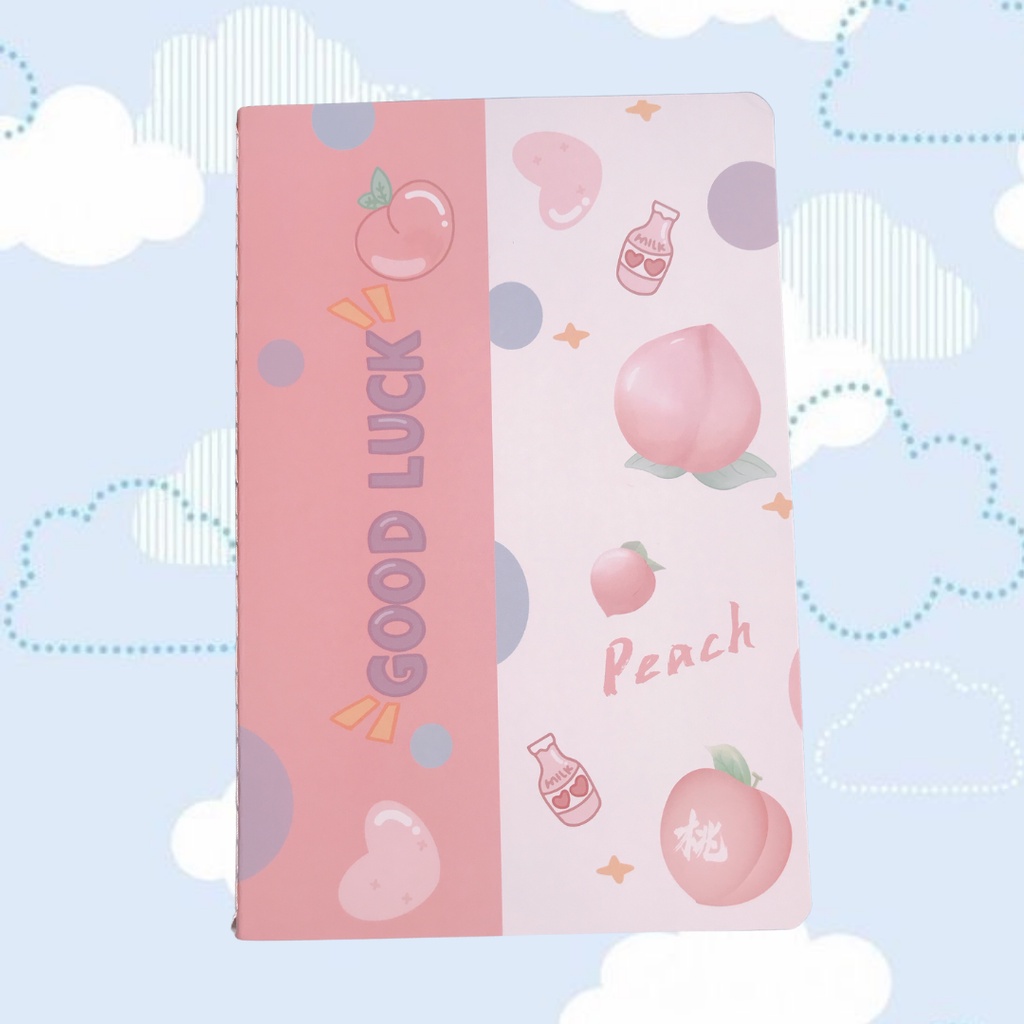 Sổ tay ghi chú dòng kẻ ngang Moka size A5 họa tiết quả đào đáng yêu