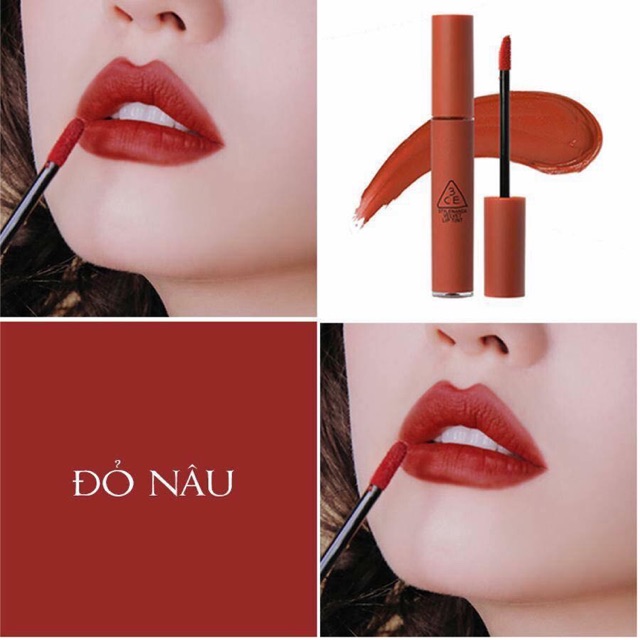 Son kem 3CE Velvet Lip Tint ( Đỏ nâu-Taupe)