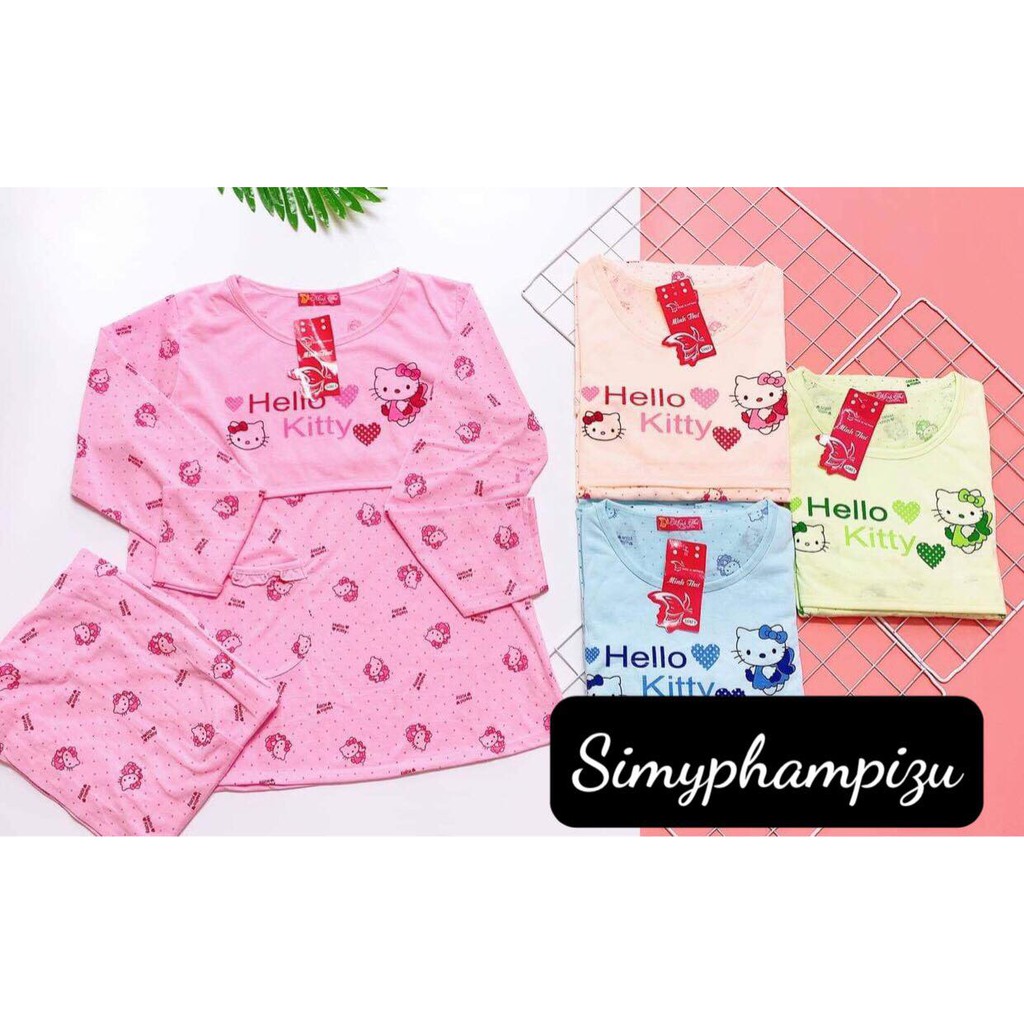 Đồ bộ bầu và sau sinh KITTY DÀI TAY  cho con bú, chất cotton mềm mịn cho mẹ bầu mặc nhà BD922