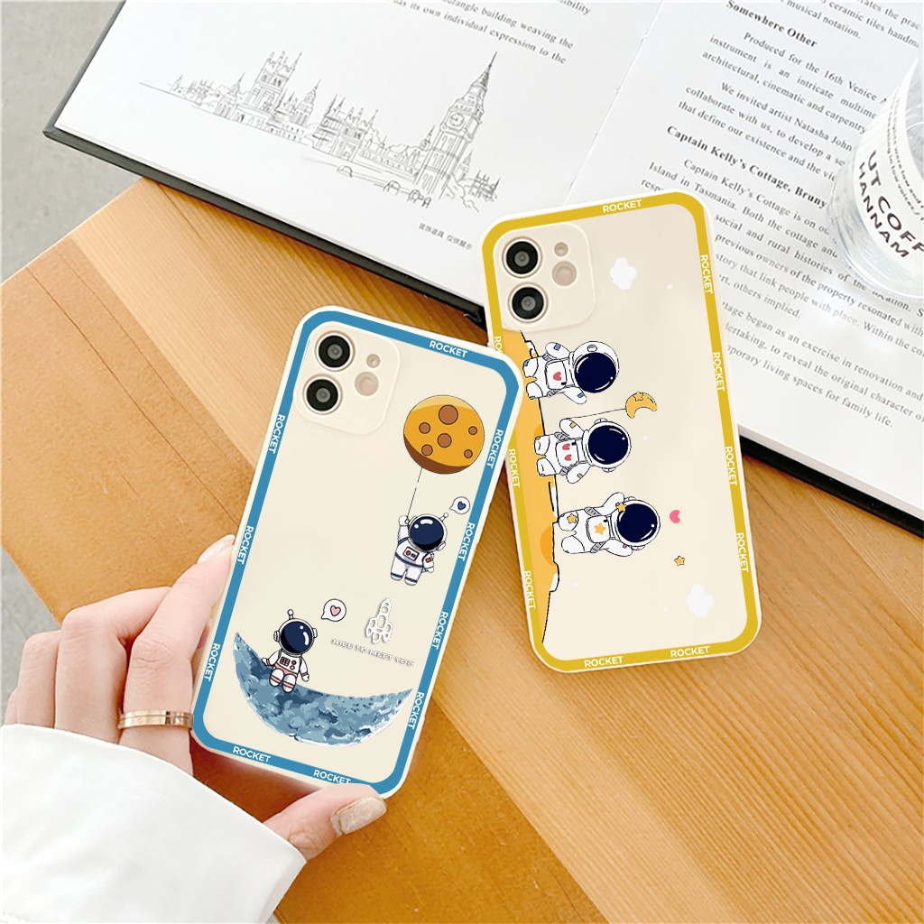 Ốp lưng iphone Phi Hành Gia viền vuông chống sốc ip 6/6plus/6s/6splus/7/7plus/8/8plus/x/xr/xs/11/12/13/pro/max/plus e130