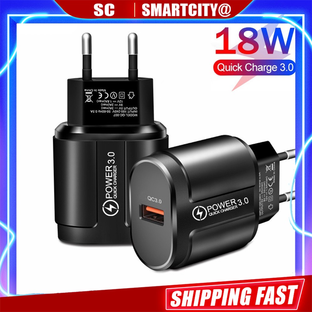 Củ Sạc Nhanh Qc 3.0 Usb Us Eu Cho Iphone Samsung Xiaomi