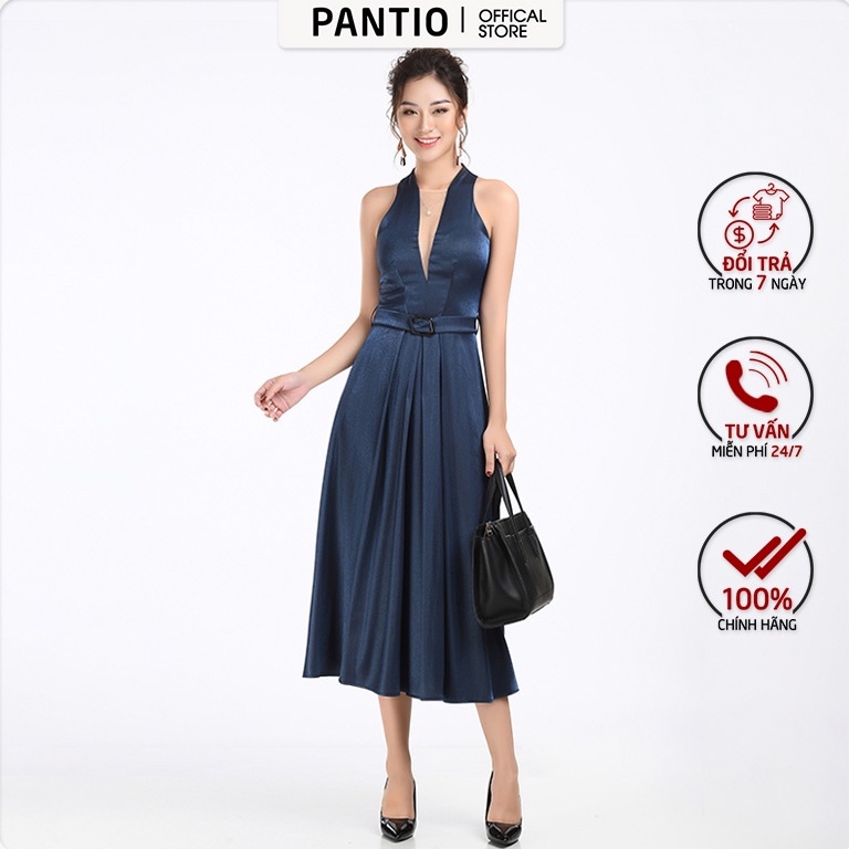 Đầm dạ hội chất liêu thô cổ khoét ngực bo eo dáng xòe FDH5237- PANTIO