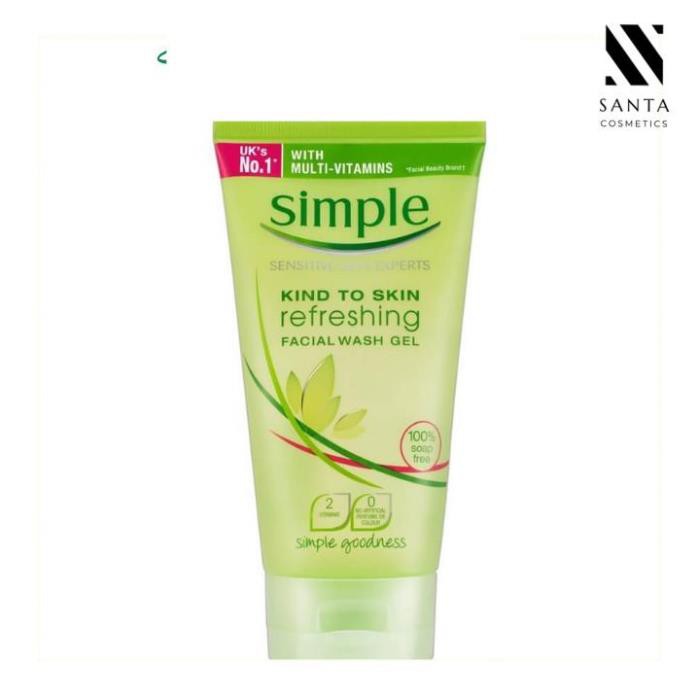 [CHÍNH HÃNG] Sữa rửa mặt Simple Kind To Skin Refreshing Facial Wash 150ml dành cho da nhạy cảm