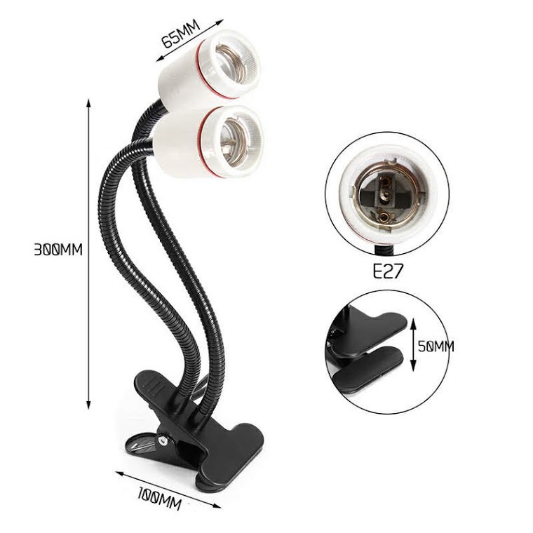 Kẹp giữ đèn sưởi gốm sứ cho bò sát 2 đầu