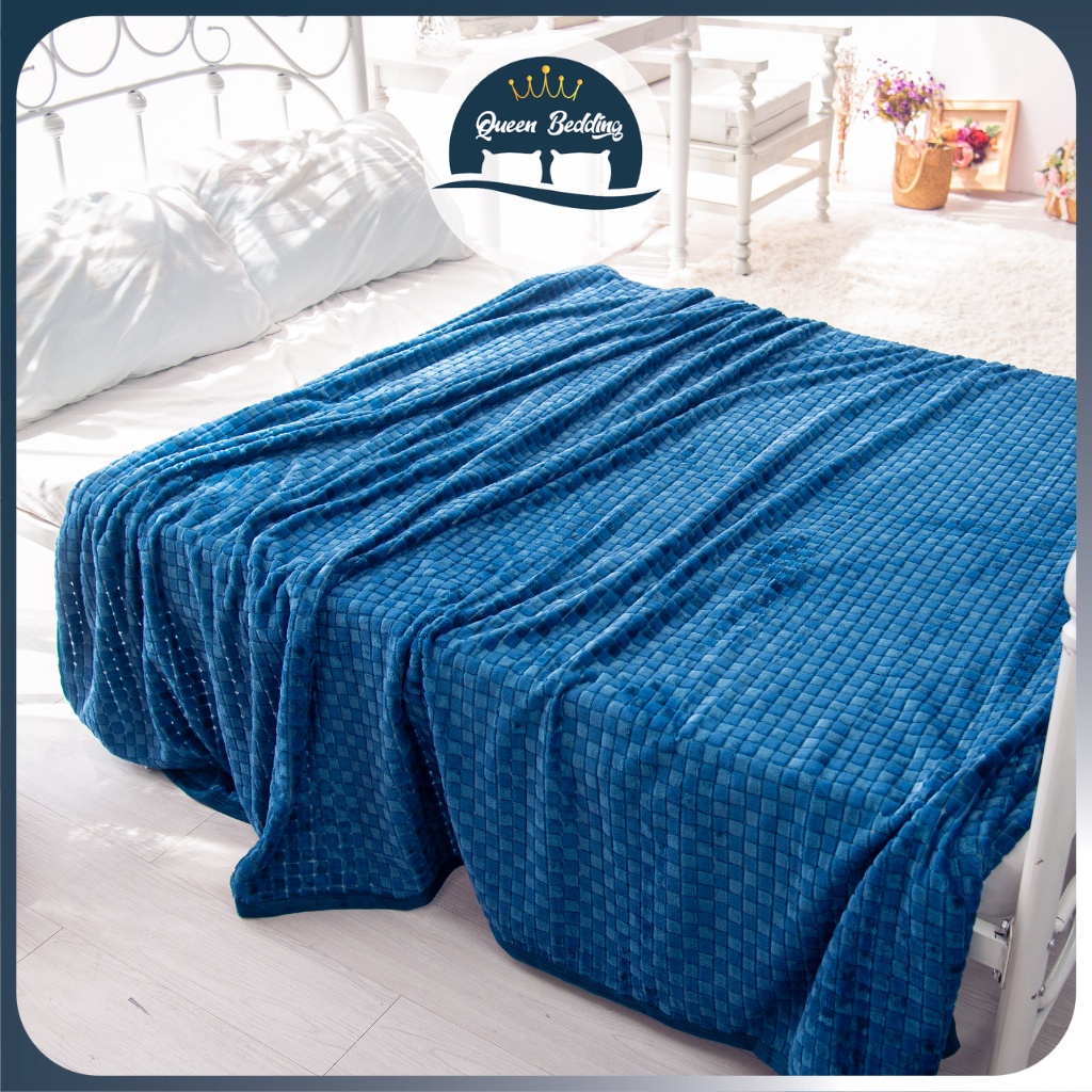 Chăn Hè Thu Lông Tuyết Trơn Màu 2mx2m2 QUEEN BEDDING Chăn Mùa Thu Bề Mặt Dệt Ô Vuông Mịn Màng LT02