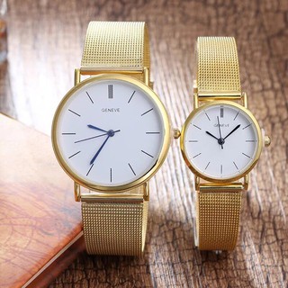 (Tặng pin đồng hồ và hộp đựng) Đồng hồ cặp thời trang nam nữ Geneve dây lưới SC9807