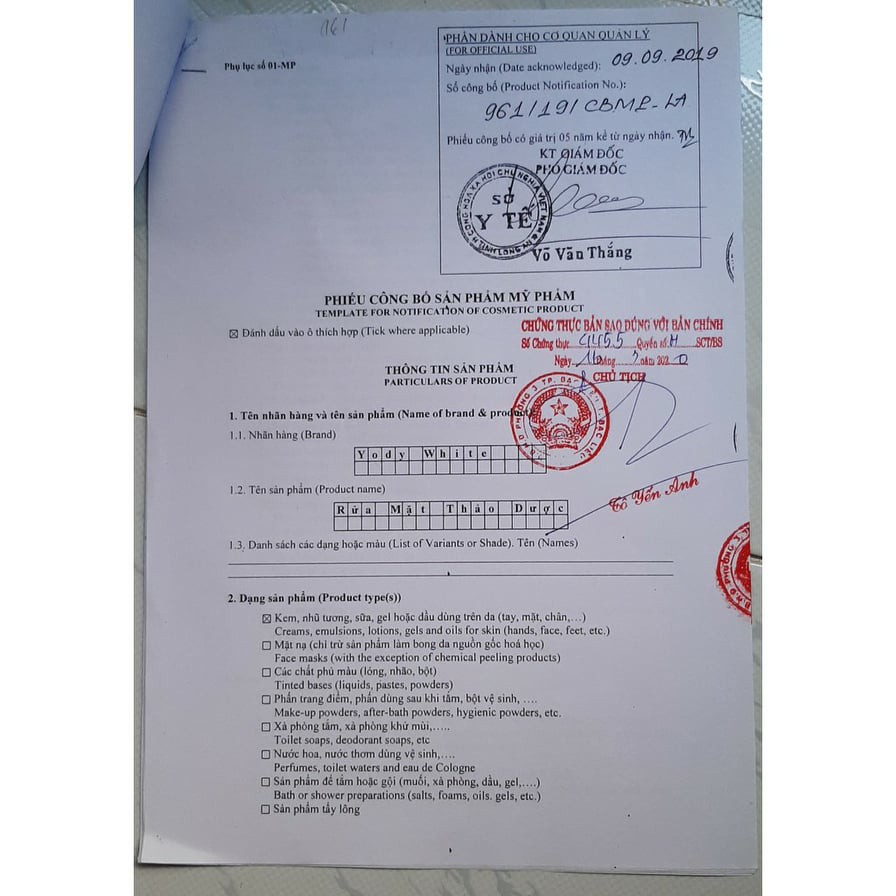 Bột rửa mặt Yody White Phương Anh chính hãng