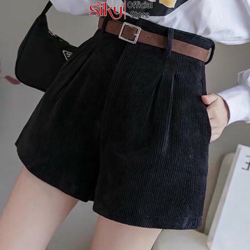 Quần short nữ SIKY chất liệu nhung tăm ống rộng siêu xinh - 009 - QS009