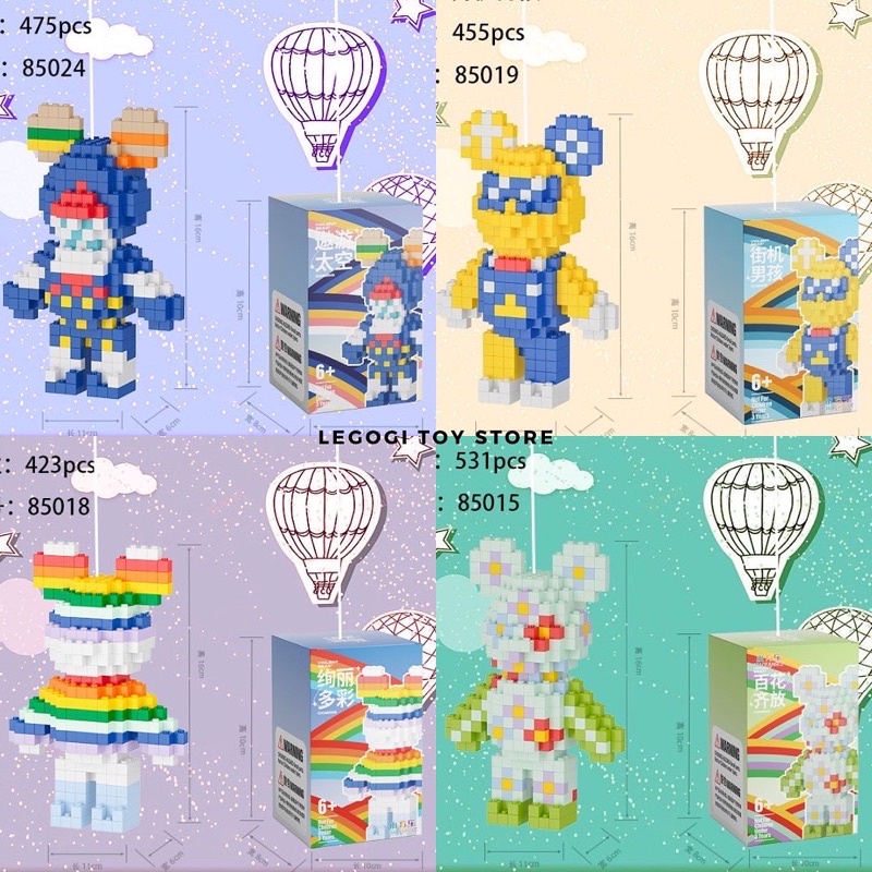 Đồ chơi xếp hình Legogi BEARBRICK 16CM mô hình lắp ráp lắp ghép