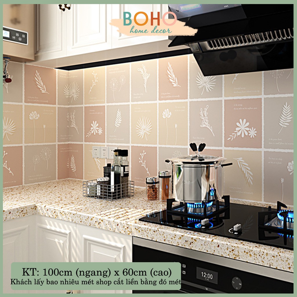 Decal trang trí bếp, decan dán bếp cao cấp phủ lớp tráng nhôm chống bắn dầu mỡ, dễ lau chùi: Mẫu cao cấp BH04