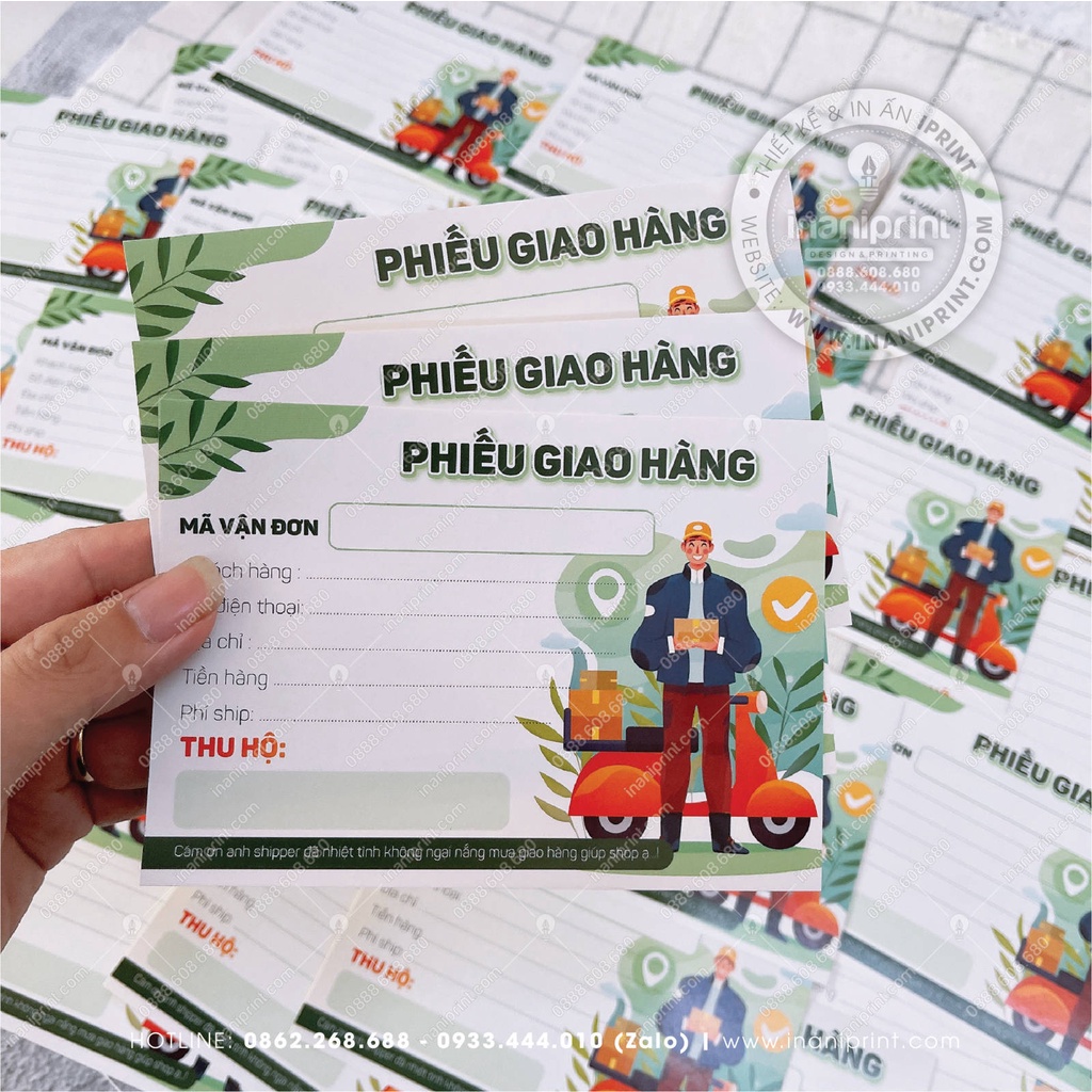 Phiếu Ship Hàng, Phiếu Giao Hàng, Giấy Ghi Mã Vận Đơn, Giấy Giao Hàng - Kích Thước 14cm x 10cm - Có Keo Mặt Sau