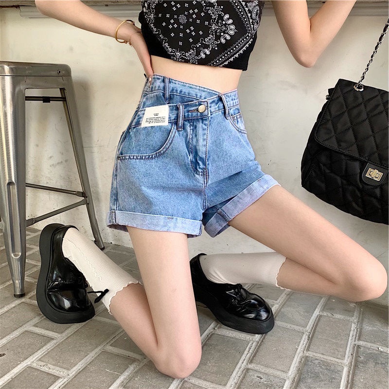 COZOK Quần Short Lưng Cao Dáng Ôm Lệch Tà Cá Tính Dễ Phối Đồ