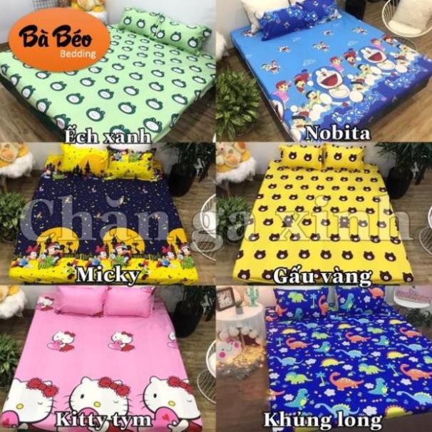 Bộ ga kèm đôi vỏ gối poly cotton siêu ngộ nghĩnh m6 hoặc m8 (được chọn mẫu)