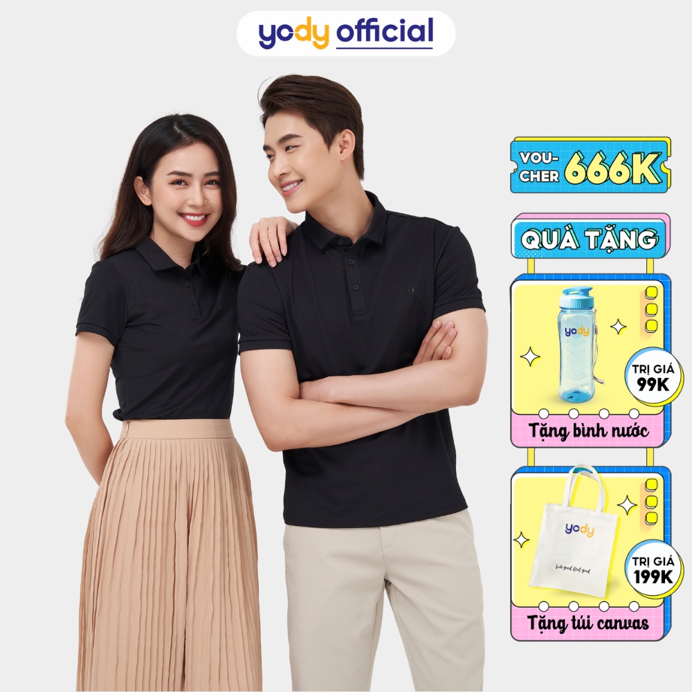 Combo áo polo YODY vải cotton APN5388, APM5363