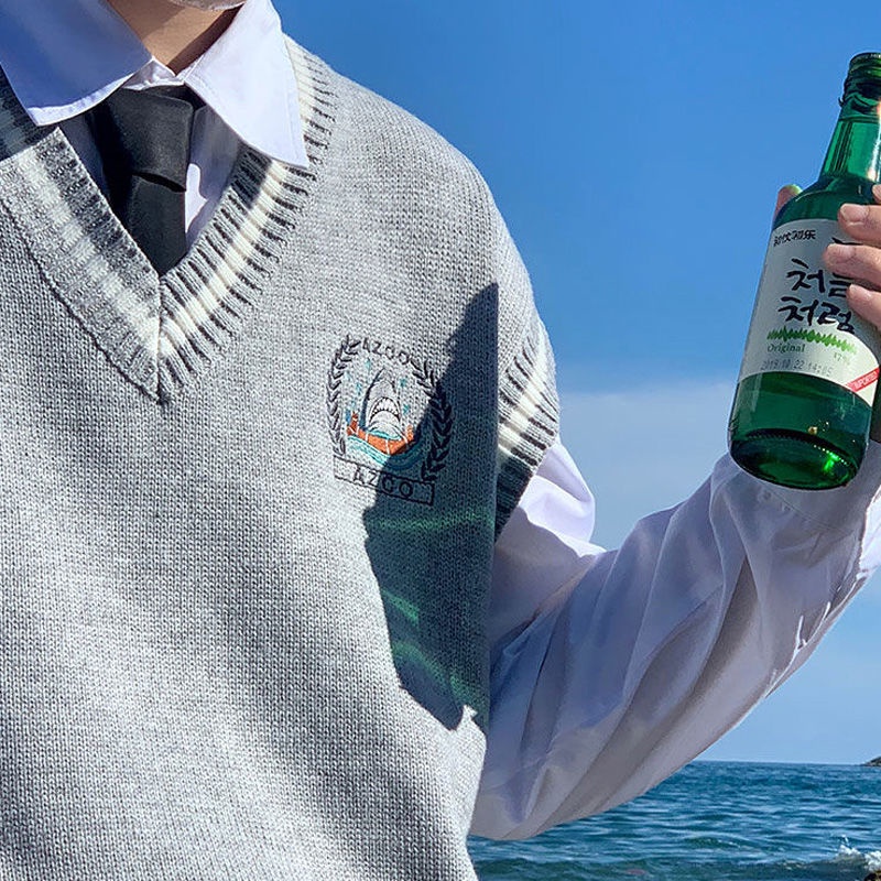 ♞AFF LIGA♞ Áo len không tay cổ chữ V phong cách Hàn Quốc trẻ trung cá tính cho nam