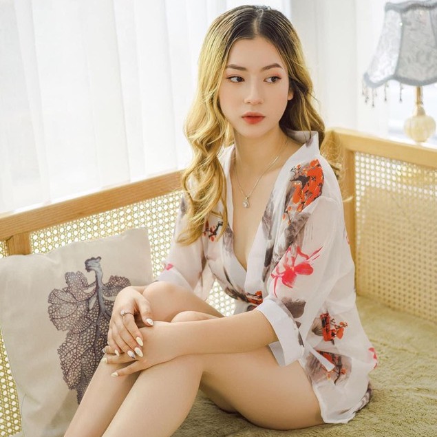 Áo choàng ngủ sexy kiểu kimono in hoa văn độc đáo hàng nhập cao cấp | BigBuy360 - bigbuy360.vn