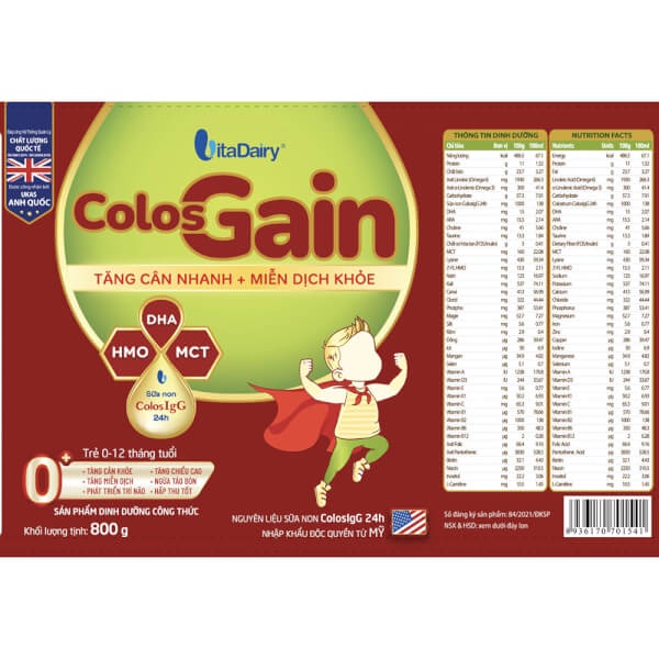 [Có mã QR tích điểm] Sữa bột Colos Gain 0+, 1+ 800gr (Date mới)