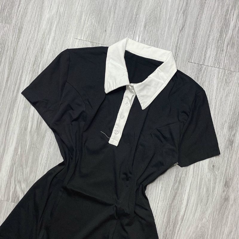 Đầm chữ A phối cổ polo