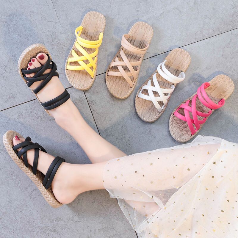 Sandal cao su 6 quai giầy dép thể thao nữ thời trang đế cao su đi làm đi chơi trong nhà êm chân 3K02