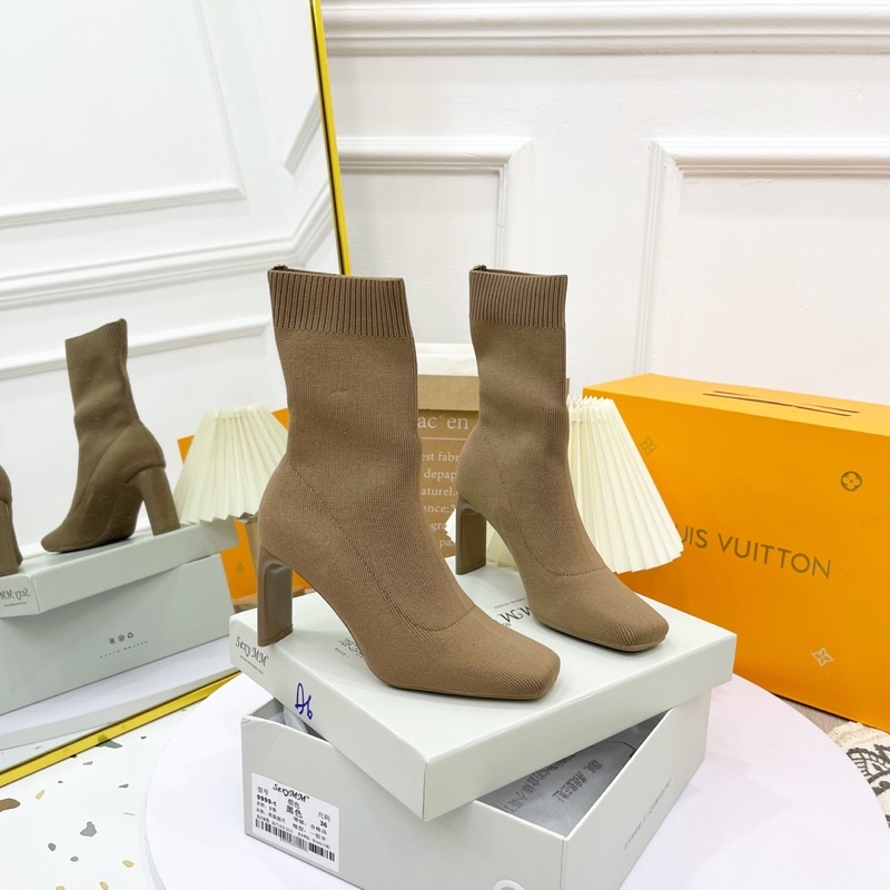 Bốt len chun gót dẹt 2 màu fullbox | BigBuy360 - bigbuy360.vn