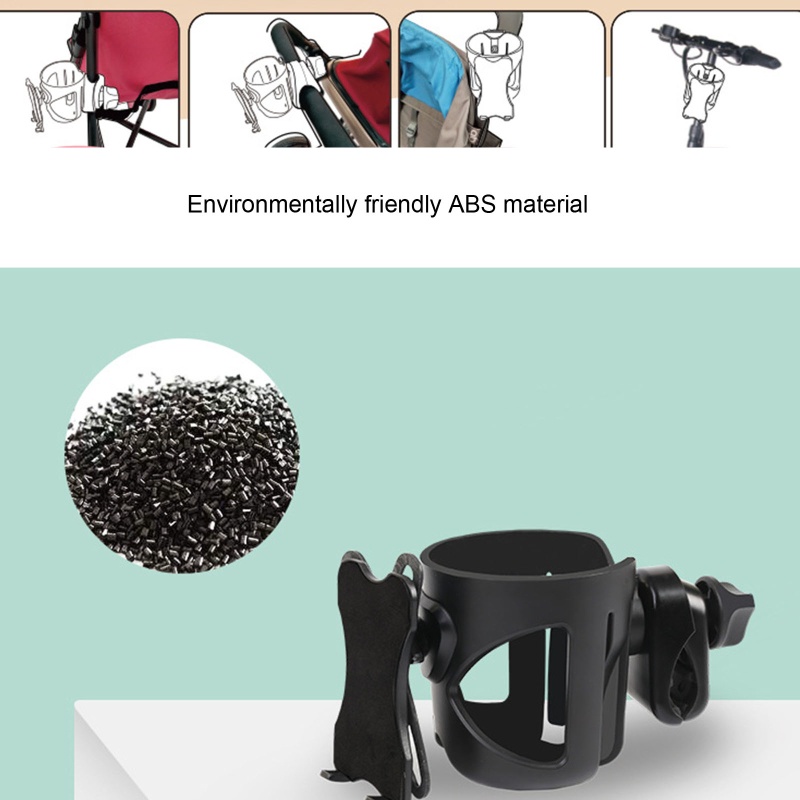 Giá Đỡ Điện Thoại / Cốc Nước 2 Trong 1 Xoay 360 Độ Gắn Xe Đẩy Em Bé