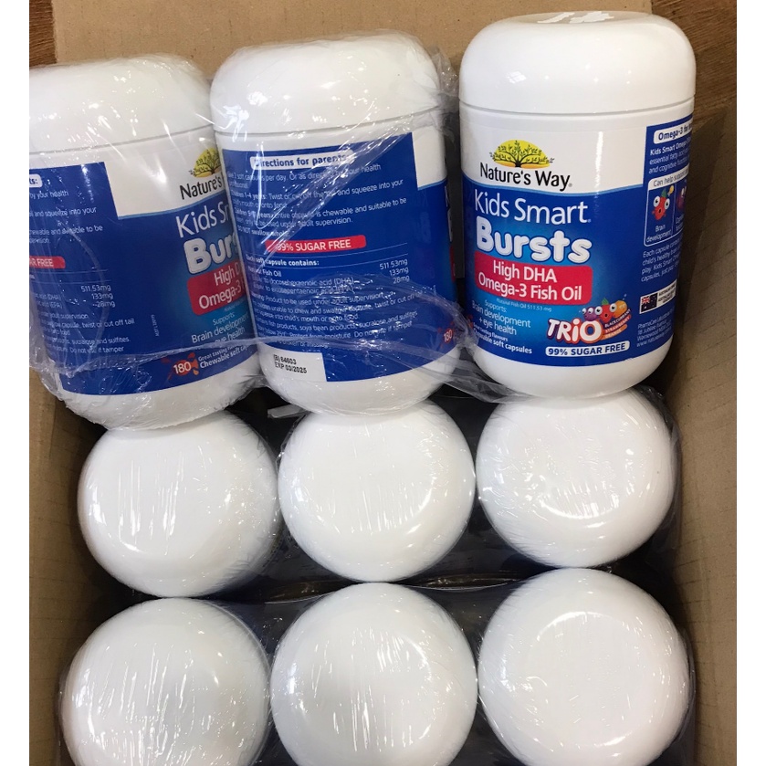 Kẹo dẻo gum bổ sung DHA cho não bé Kids Smart Omega3 Fish Oil Trio 180 Viên Của Úc