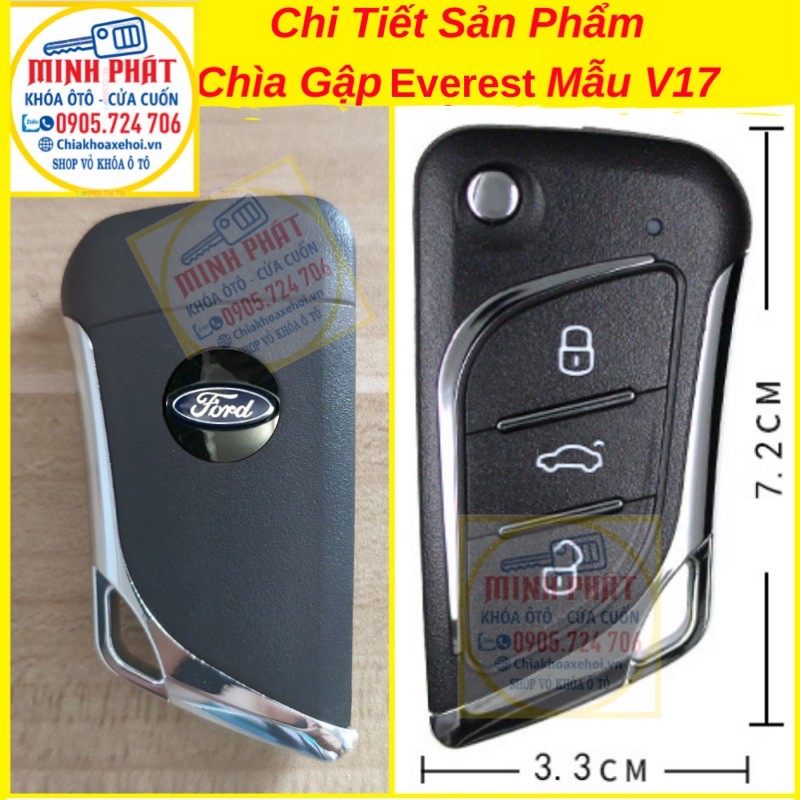 Chìa Khoá Độ Gập Xe Ford Focus , Fiesta , Mondeo , Ecosport mẫu 2020