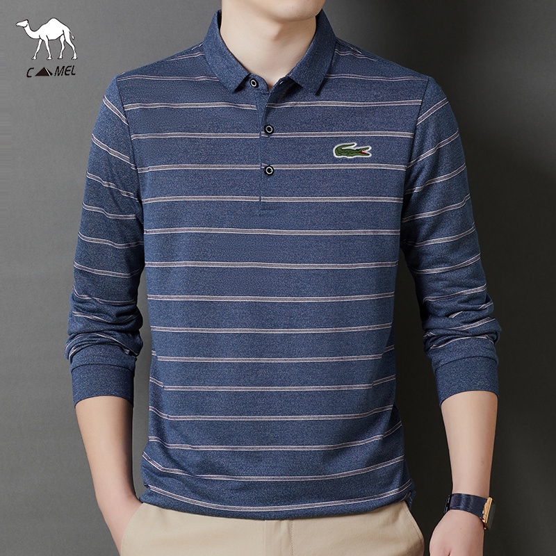 Áo polo Dài Tay Họa Tiết Kẻ Sọc Hàng Mới Chất Lượng Cao Cho Nam