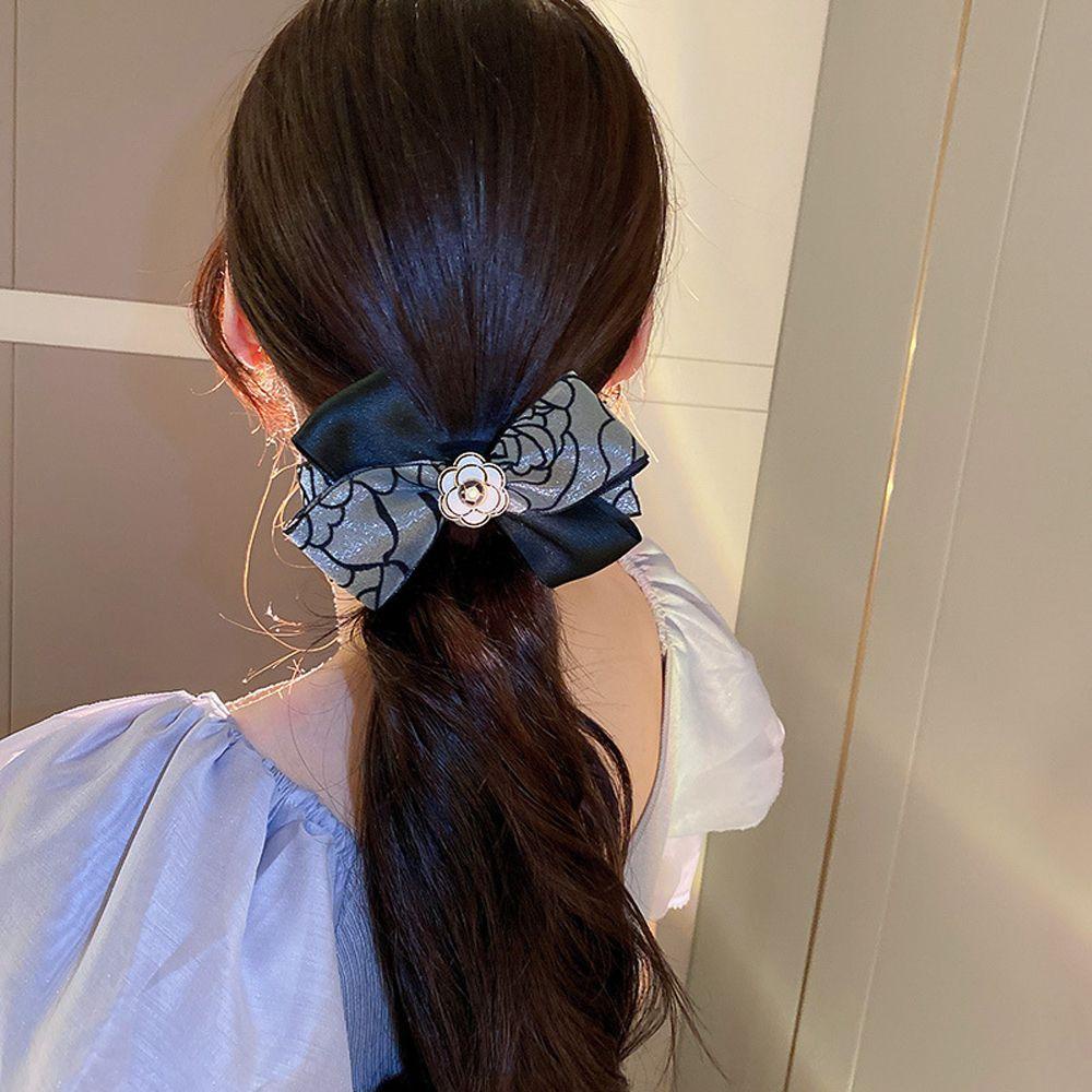 NICKOLAS Kẹp Tóc Đuôi Ngựa Hình Nơ Hoa Phong Cách Vintage Cho Nữ Giá Đỡ