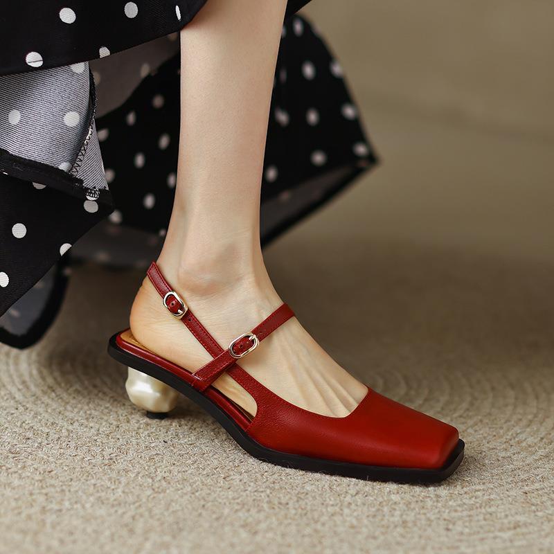 Giày Sandal Cao Gót Mũi Vuông Hở Ngón Phong Cách Pháp Cổ Điển Mới Cho Nữ