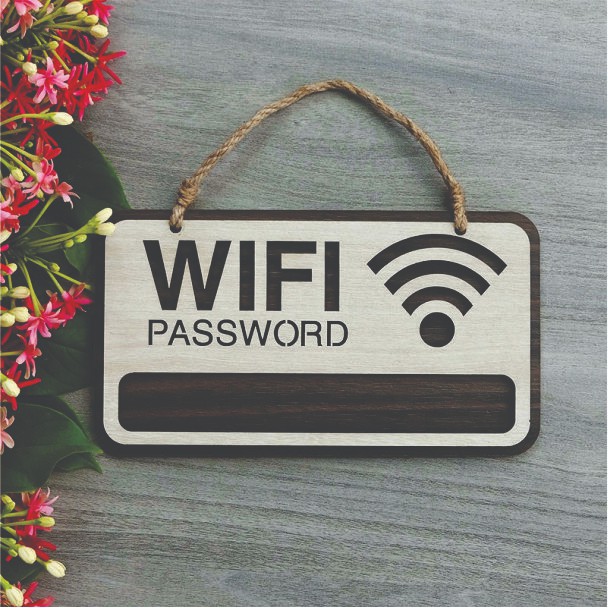 Bảng thông tin Wifi bằng Gỗ, biển wifi gỗ, bảng thông báo mật khẩu wifi gỗ