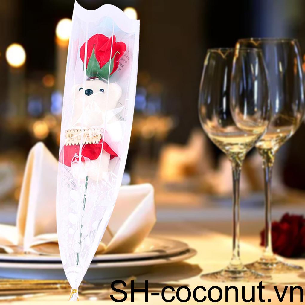 Bó Hoa Hồng Sáp Hình Gấu Hoạt Hình Trang Trí Tiệc Cưới