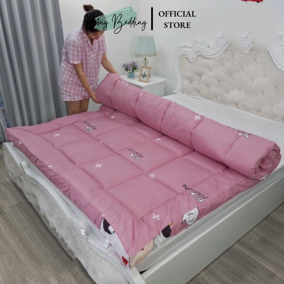 Topper Nệm Dày 5-6cm, Topper Làm Mềm Đệm Hàn Quốc Tiện Lợi Vải Cotton Poly, Gấp Gọn Khi Sử Dụng