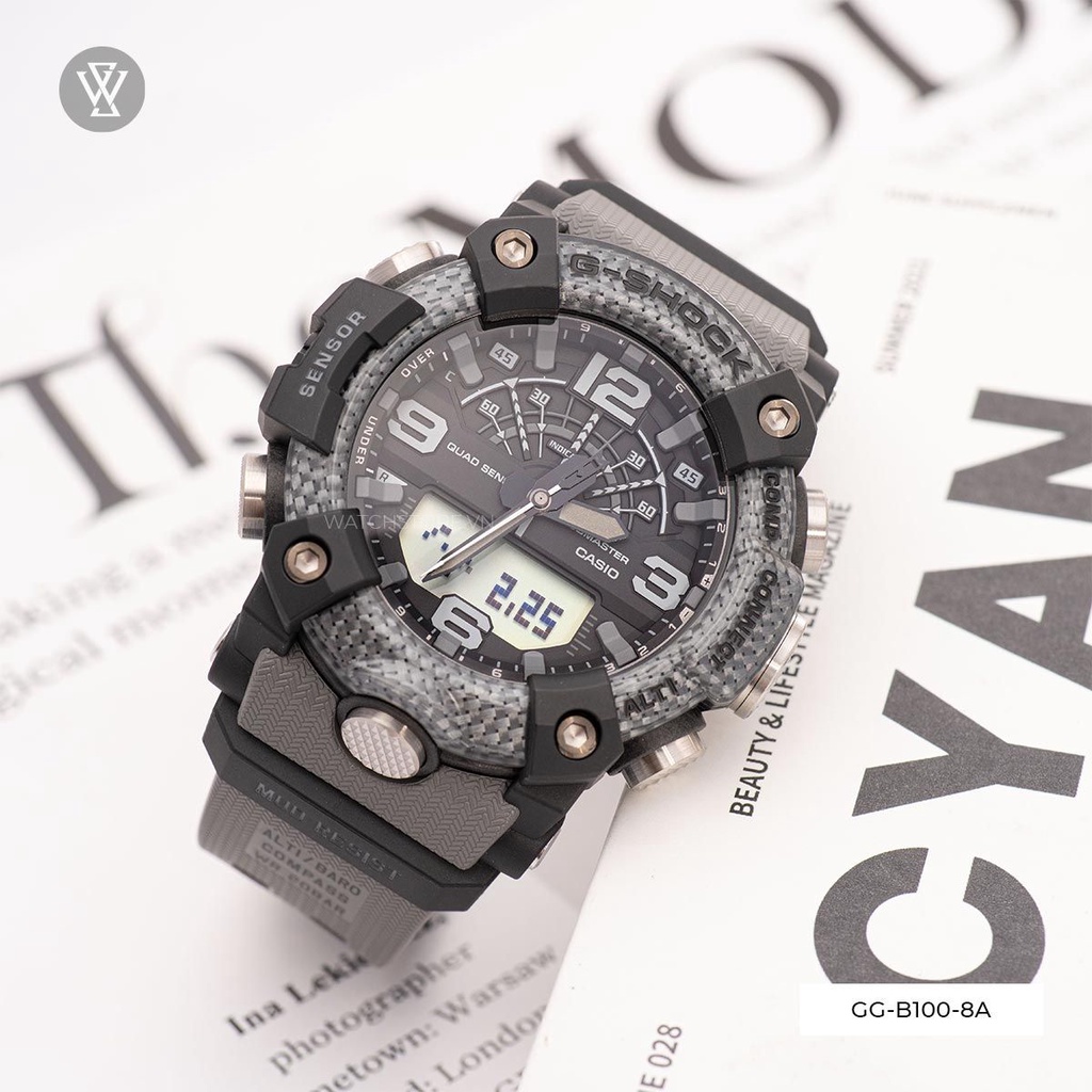 Đồng Hồ Điện Tử Nam Casio G-Shock WATCHSTORE GG-B100-8ADR Mặt Kính Khoáng 53mm, Dây Nhựa Vỏ Carbon Bền Bỉ