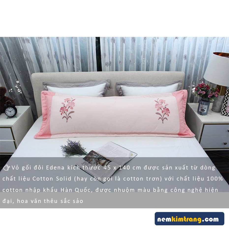 VỎ Gối Đôi Solid 45x140 cm Edena - CHÍNH HÃNG, CAO CẤP