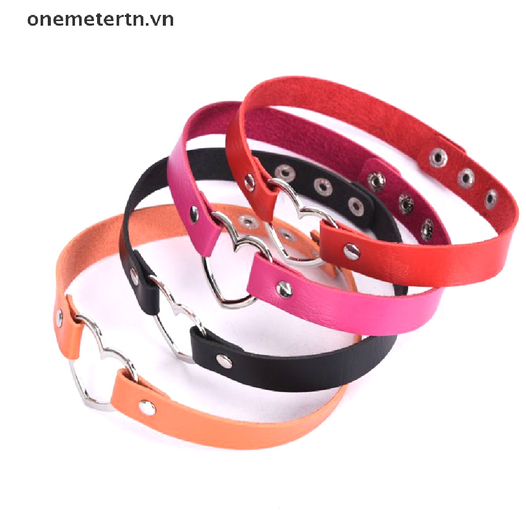 Vòng cổ Choker Bằng Da PU Mặt Hình Trái Tim Rỗng Thời Trang Dành Cho Nữ