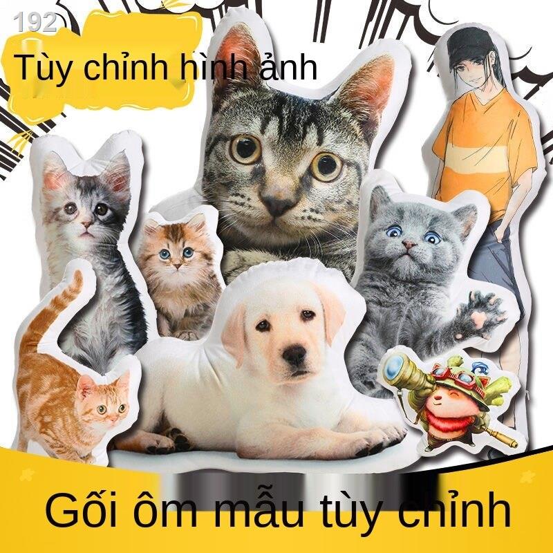 【hàng mới】Mèo và chó dễ thương để lên đồ gối hình tùy chỉnh Tự làm đệm quà tặng ảnh 3D anime thắt lưng [đăng vào ngày 31