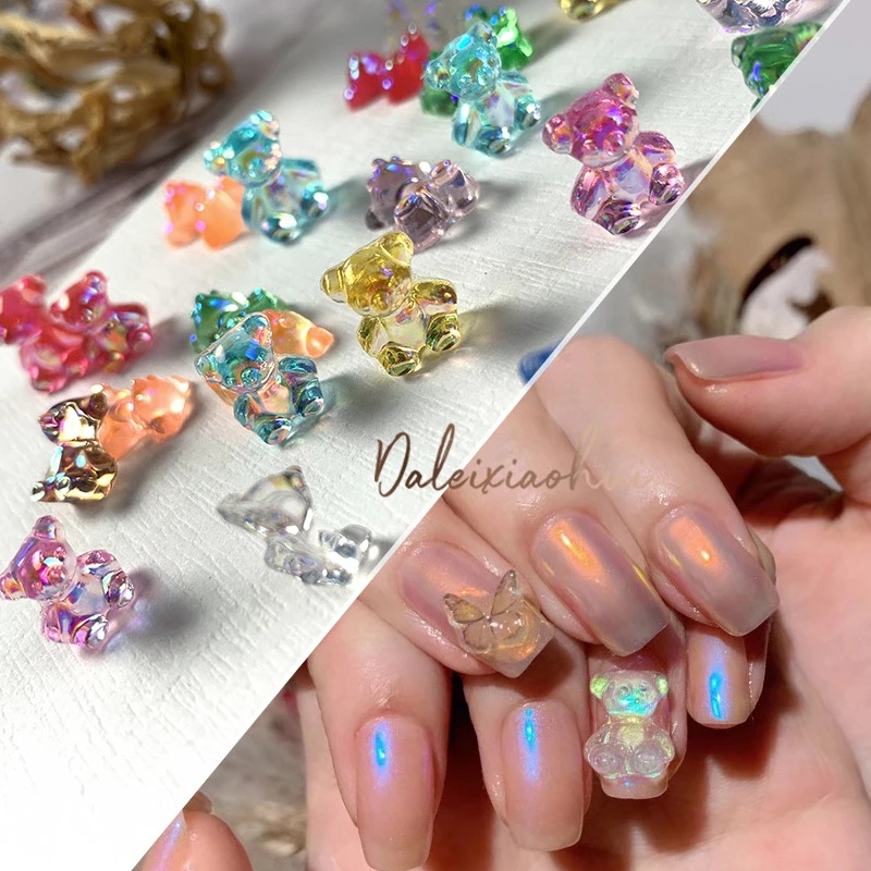 Bộ 5 Miếng Dán Trang Trí Móng Tay Hình Gấu Ba Chiều DIY