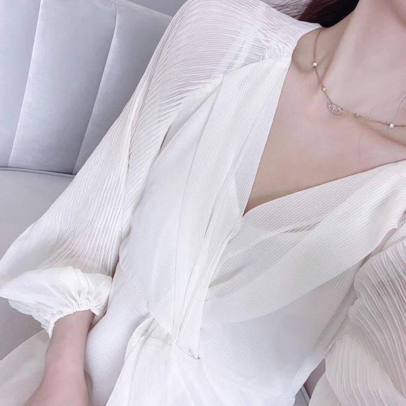 Ảnh thật: Đầm maxi tay bồng chiffon đuôi cá-ORD