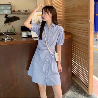 Đầm Sơ Mi Nhún Eo 3 Màu