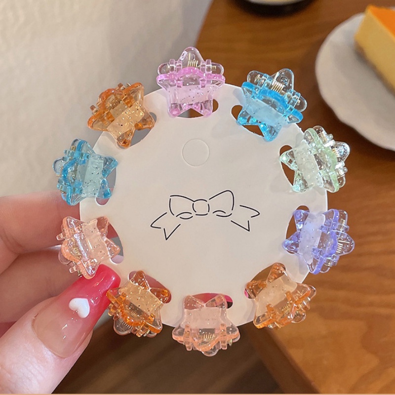 Kẹp Tóc Nhỏ Trong Suốt Hình Hoa Hoạt Hình Phong Cách Hàn Quốc Cho Bé Gái